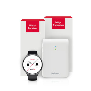 Carbon Monoxide Alarm Notification System with Alarm Clock Receiver, Bed Shaker, Bridge, and Watch Receiver