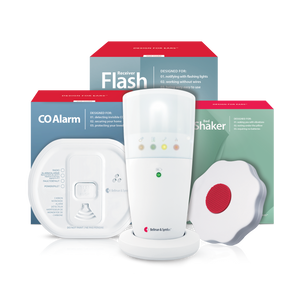 Carbon Monoxide Alarm Notification System with Flash Receiver, Bed Shaker, Bridge, and Watch Receiver