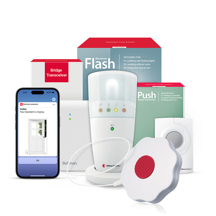 Push Button System with Bridge, Flash Receiver, and Bed Shaker