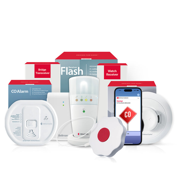 Smoke/Fire and CO Alarm System with Bridge, Flash Receiver, and Bed Shaker