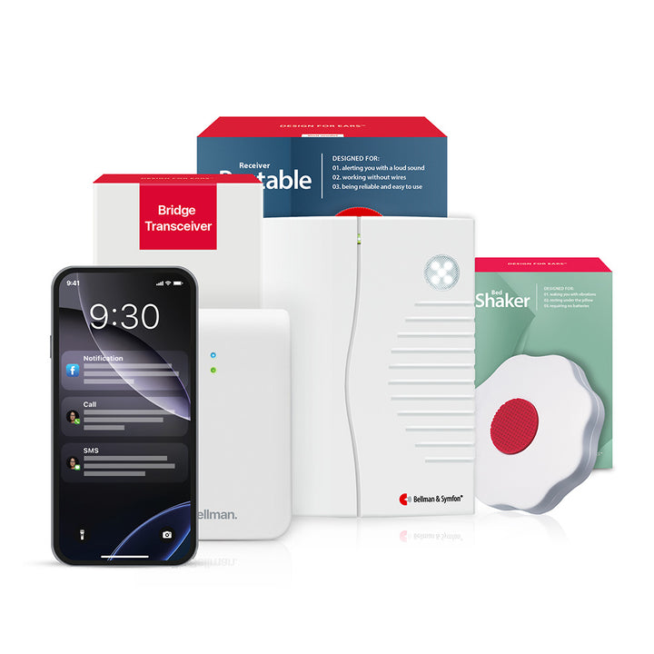 Phone System with Bridge, Portable Receiver, and Bed Shaker