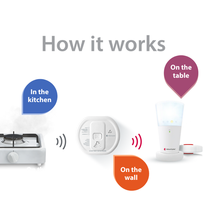 Carbon Monoxide Alarm Notification System with Flash Receiver, Bed Shaker, Bridge, and Watch Receiver