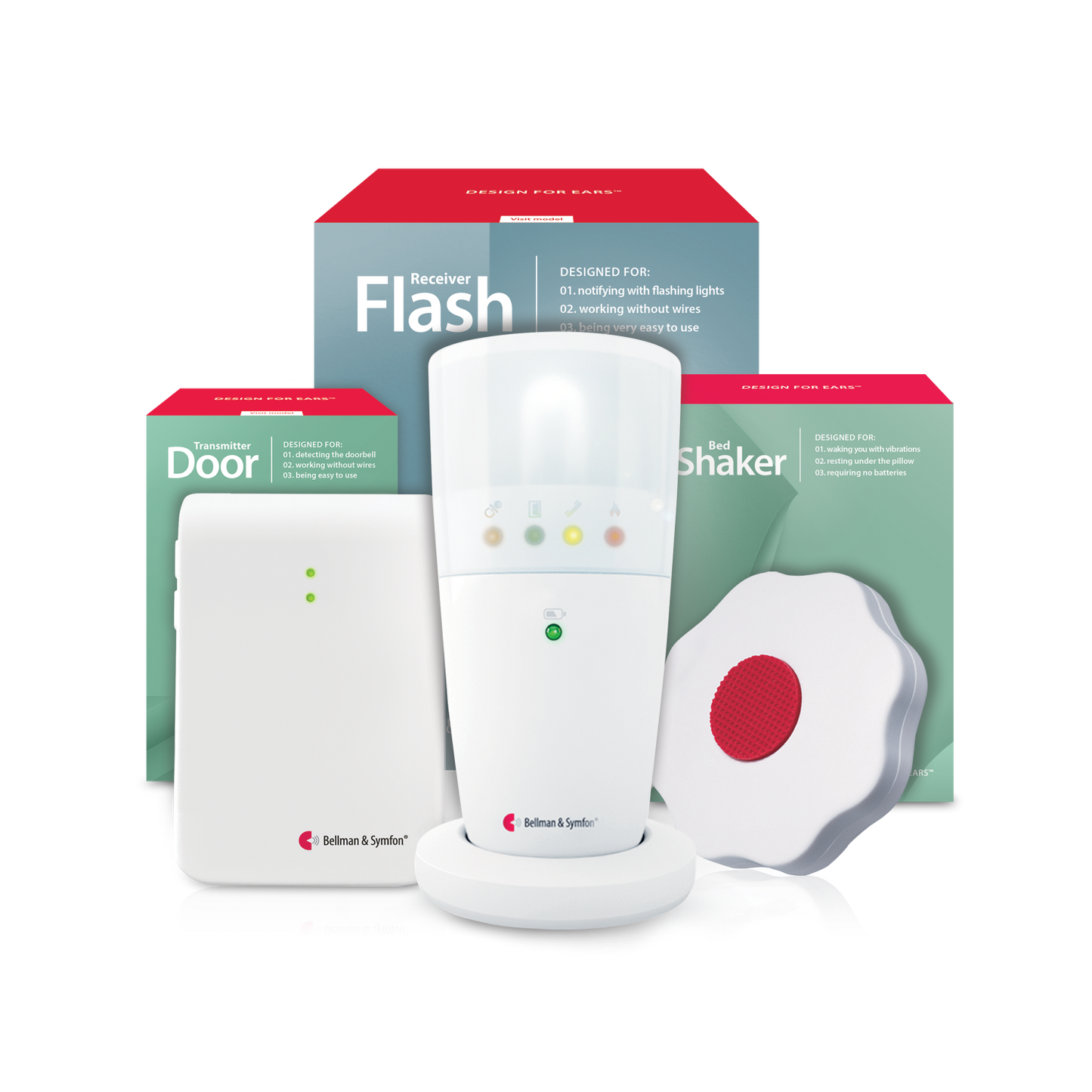 Doorbell System with Flash Receiver and Bed Shaker