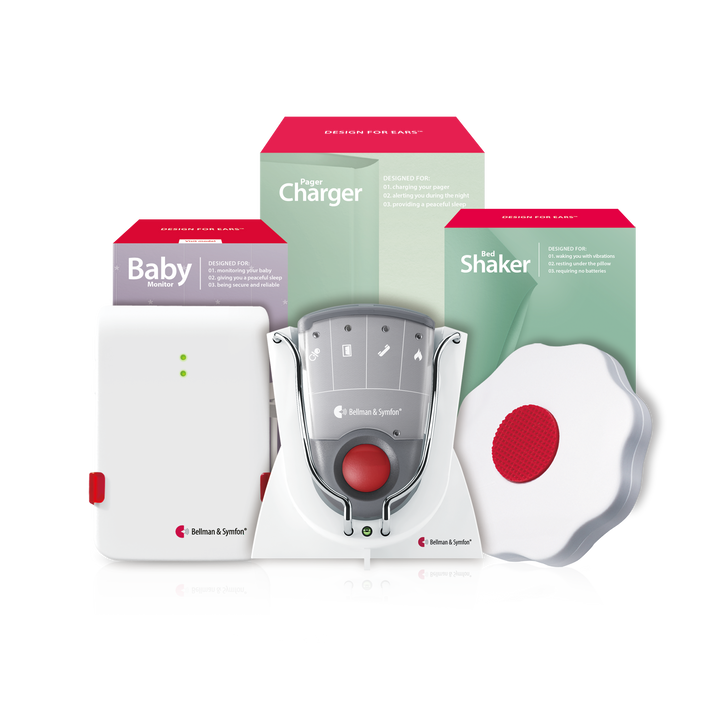 Baby Monitor System with Pager Receiver, Charger, and Bed Shaker