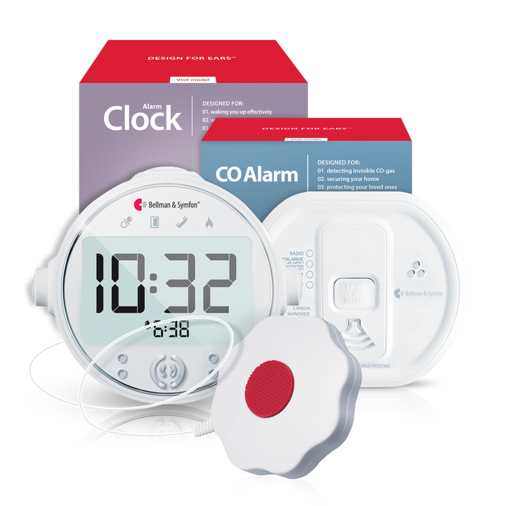 Carbon Monoxide Alarm Notification System with Alarm Clock Receiver, Bed Shaker, Bridge, and Watch Receiver